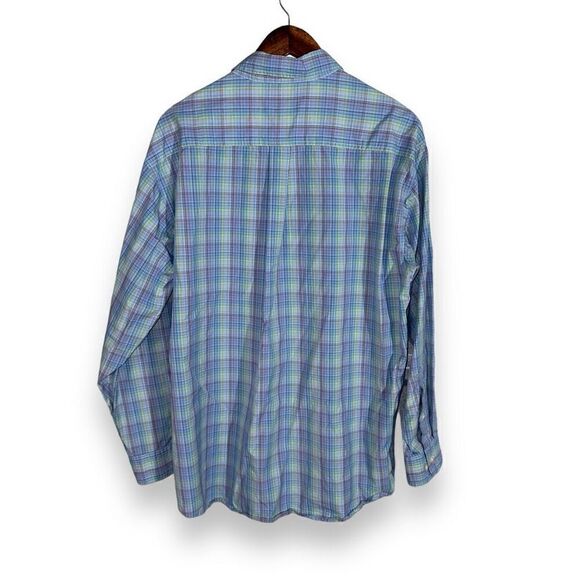 Talbots for Men Teal Blue Check Twill Button Down Shirt L - Picture 9 of 9